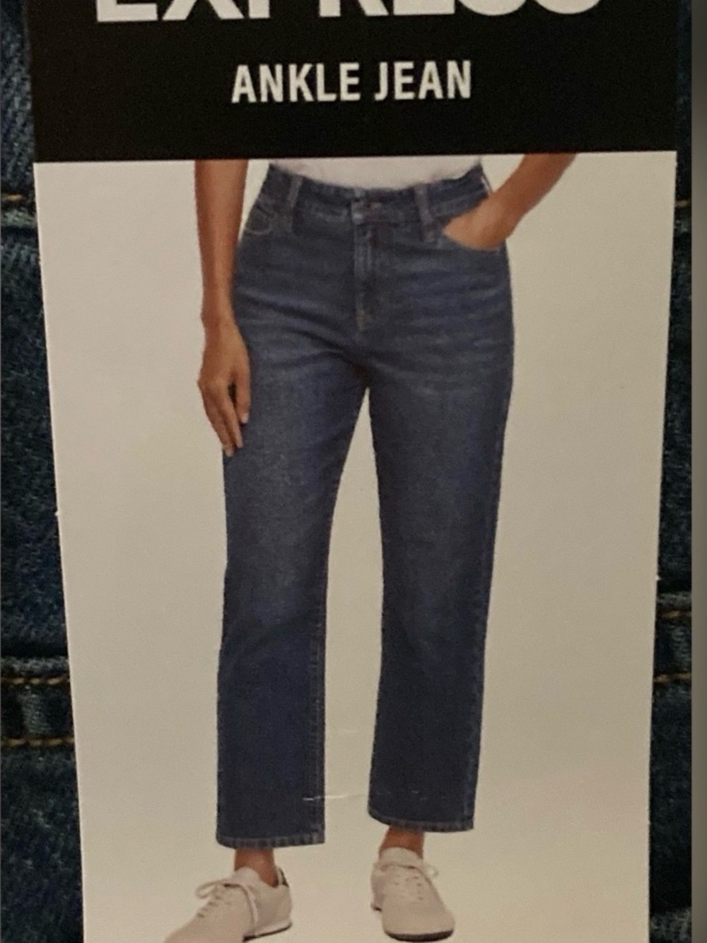Express Dark Blue Ankle Crop Straight Jeans